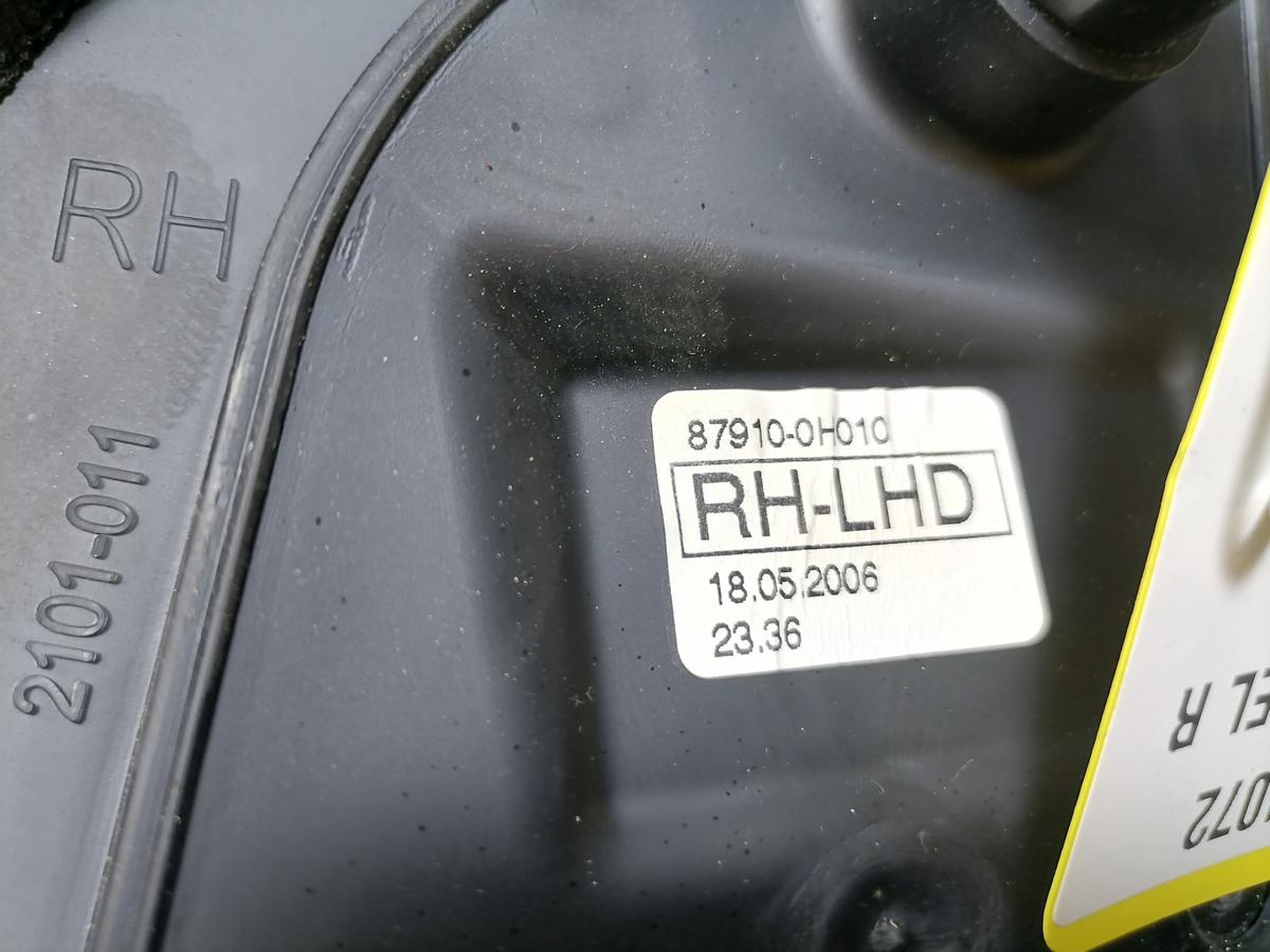Toyota Aygo 1 original Au&szlig;enspiegel rechts manuell verstellbar 211 Schwarz Bj.2006